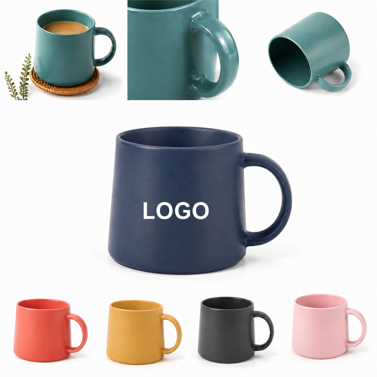 Tapered Ceramic Morning Mug - 12 oz Matte Finish Drinkware