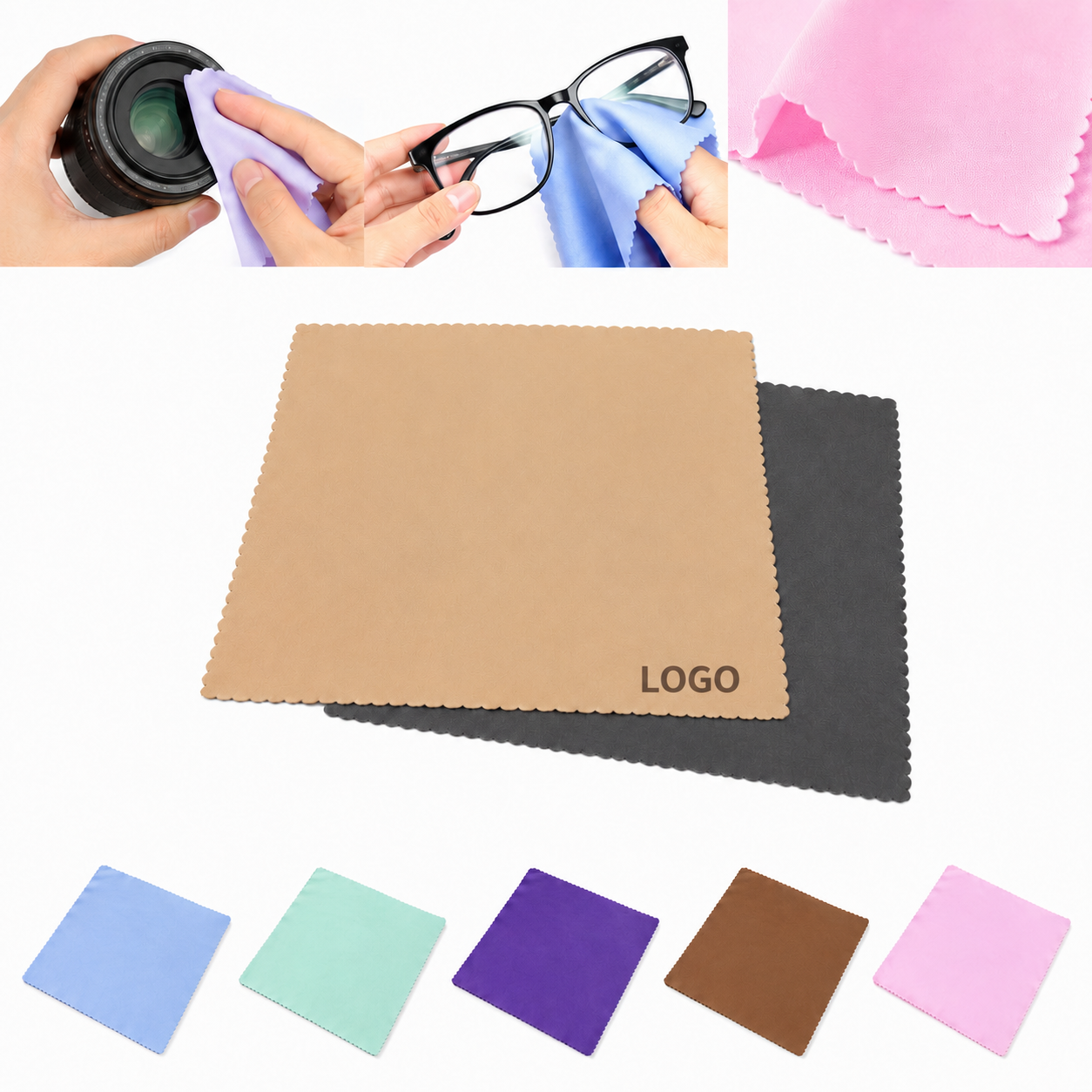 Premium Scalloped Microfiber Cleaning Cloth for Eyewear and Optics