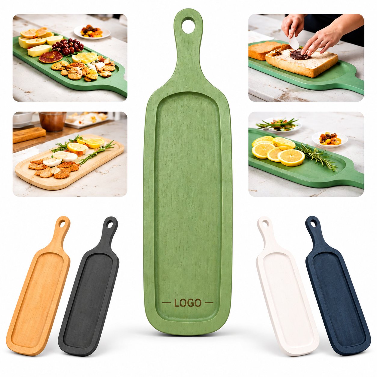 Solid Wood Rectangular Paddle Board with Integrated Handle