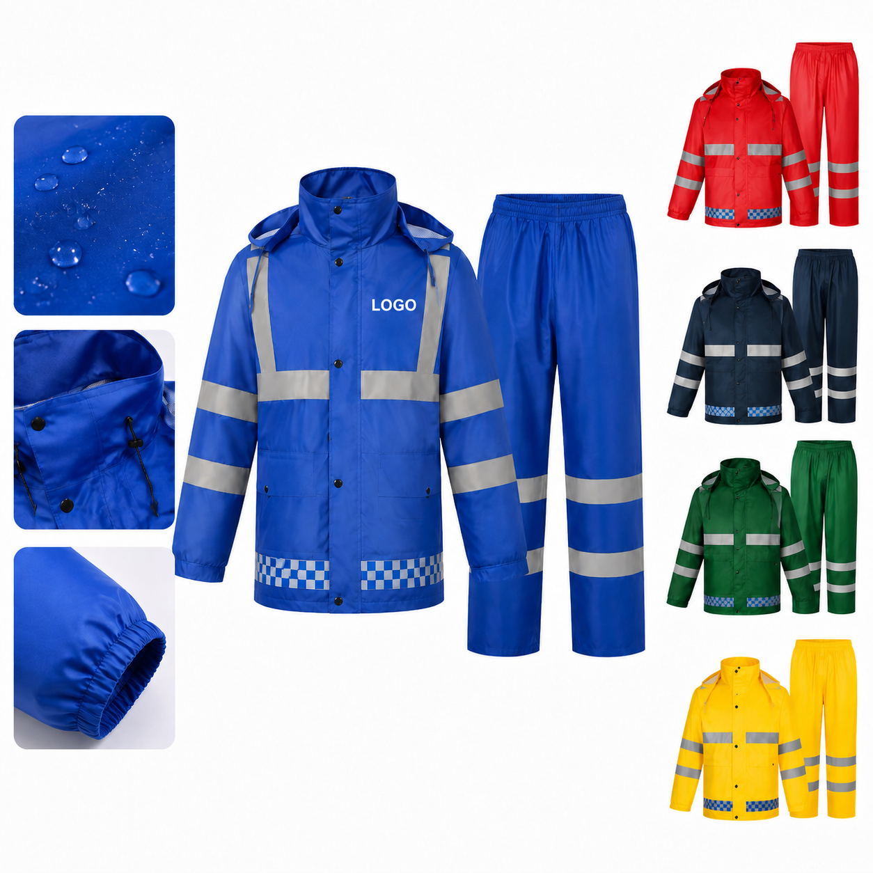 High-Visibility Waterproof Reflective Safety Rain Suit Set