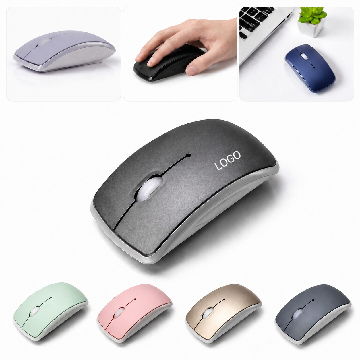 Portable Low-Profile Wireless Optical Mouse with Nano USB Receiver