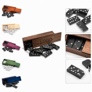 Classic Double-Six Wooden Domino Set in Sliding Wood Case