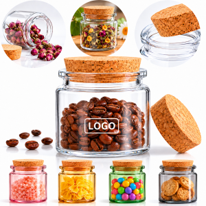 Miniature Glass Storage Jar with Natural Cork Tapered Stopper
