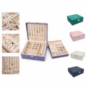 Dual-Layer Plush Textile Jewelry Storage Case with Secure Latch