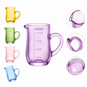 3.5 oz. Colorful Translucent Glass Mini Measuring Pitcher with Handle