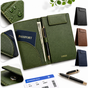 Multi-Pocket Vegan Leather Passport Holder and Travel Document Organizer